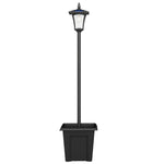 Lampadaire solaire extérieur avec jardinière, lampadaire sur pied étanche, hauteur 160cm, pour jardin, cour, allée, noir