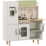 Cuisine enfant 3-8 ans jeu d'imitation avec machine à glaçons, évier mobile en acier inoxydable 84 x 34 x 89 cm blanc
