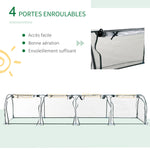 Mini Serre de Jardin Serre à tomates 4L x 1l x 0,80H m Acier PVC Anti-UV 4 fenêtres Zip enroulables Vert et Transparent