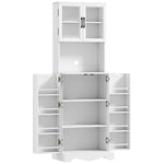 Buffet haut cuisine armoire de cuisine 4 portes 8 porte-épices plan de travail étagère réglable 60x39,5x179,6cm blanc