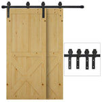 2M Kit porte coulissante de grange, rail porte coulissante double de 100 cm de large, épaisseur 35-40 mm, charge 90 kg