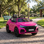 Voiture électrique enfants sous licence Audi RS Q8, véhicule électrique avec télécommande, USB, Bluetooth, rose