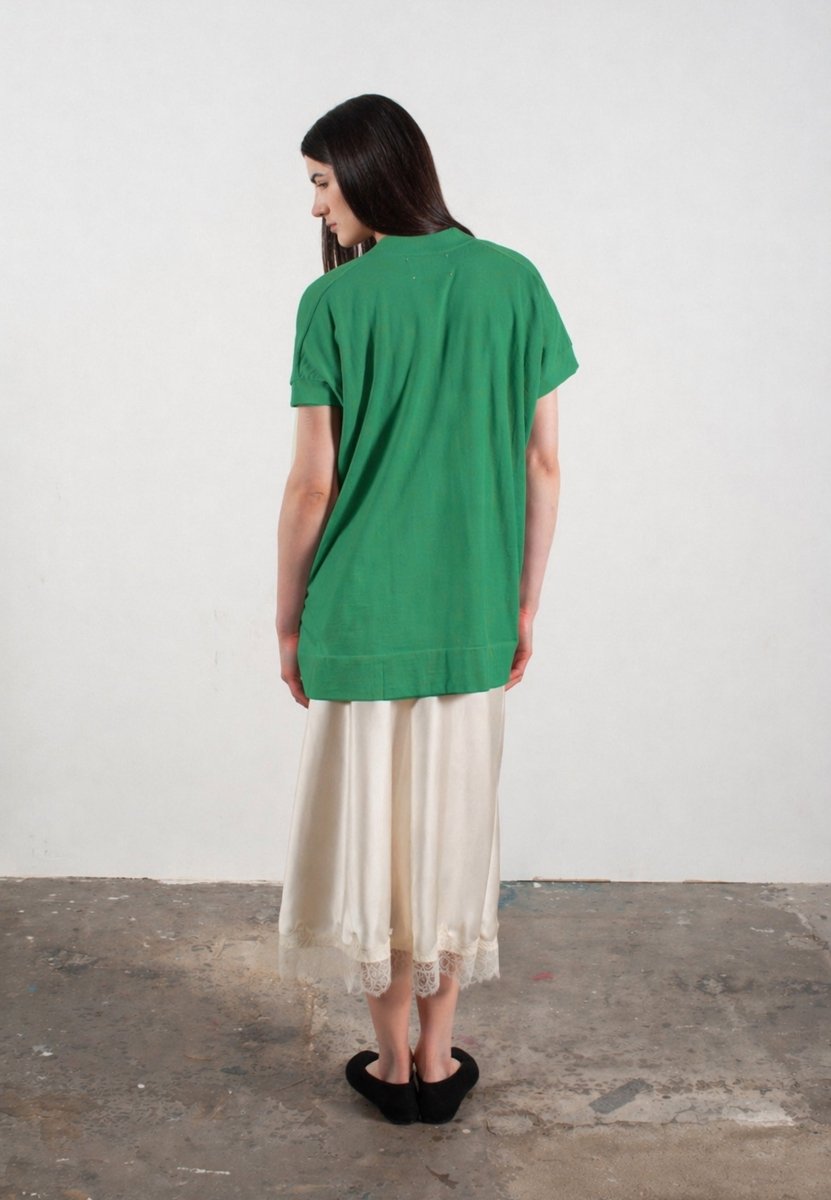 Gilet à manches courtes femme en cachemire & laine ultrafin vert- KELLY 5