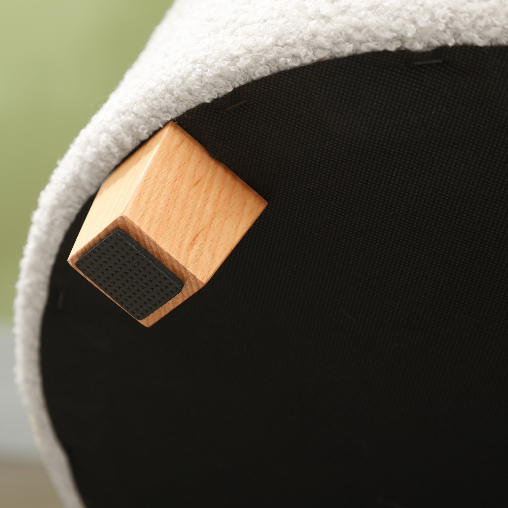 Pouf coffre rangement, tabouret rond, pouf repose-pieds en tissu bouclette, charge 120 Kg, Ø 45 x 41 cm, blanc