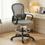 Chaise bureau ergonomique, fauteuil de bureau avec repose-pieds et accoudoirs, en maille, 59 x 65 x 123 cm, Gris