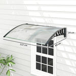 Auvent de porte d'entrée toit marquise en polycarbonate protection contre pluie neige UV 90 x 122 cm, transparente