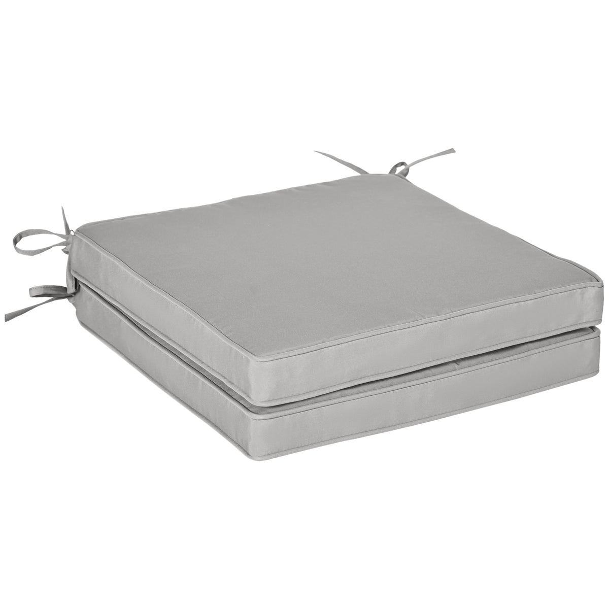 Lot de 2 Coussins de Chaise Fauteuil de Jardin Coussins d'assise déhoussables Rembourrage 5 cm Polyester Gris clair