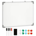 Tableau blanc magnétique cadre aluminium 60 x 45 cm avec feutres, effaceur et aimants