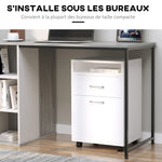 Lot de 2 caissons de bureau rangement de bureau sur roulettes tiroir placard niche panneaux particules blanc