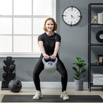 Kettlebell 12 kg, haltère avec poignée ergonomique, haltère à boule, musculation, entraînement, 24 x 17 x 28 cm, bleu