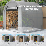 Abri de Jardin Tente de Stockage Acier Galvanisé & 160g/m² PE Anti-UV pour Moto et Tondeuse 159x240x185cm Gris Clair