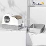 Maison de toilette pour chat avec couvercle amovible, bac à litière chat fermé côtés hauts, 60,5x40,5x45cm, blanc