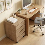 Caisson de bureau rangement bureau sur roulettes 4 tiroirs coulissants en bois aspect bois marron