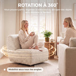 Fauteuil de salon pivotant 360°, canapé 1 place rembourré en chenille avec assise extra-large, rembourrage épais, beige