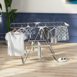 Séchoir à linge sur pieds pliable étendoir 2 niveaux ajustables dim. 148L x 60,5l x 98H cm