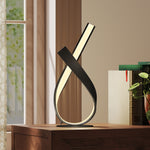 Lampe à poser design contemporain - lampe de table design spirale - dim. 21L x 15l x 43H cm - alu. noir LED blanc chaud