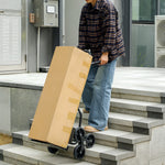 Klappbare Treppensackkarre 120 kg mit 6 Rädern, Stahl-Transportkarre mit Spanngurten, 44x67x106,5 cm, schwarz
