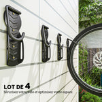 Lot de 4 support de vélo mural crochet de mur pour cintre de vélo pour intérieur et extérieur 25,5 x 10,5 x 4 cm noir