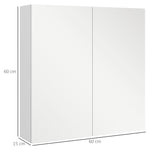 Armoire murale de salle de bain miroir placard de rangement 2 portes 3 niveaux étagère réglable 60 x 15 x 60 cm blanc