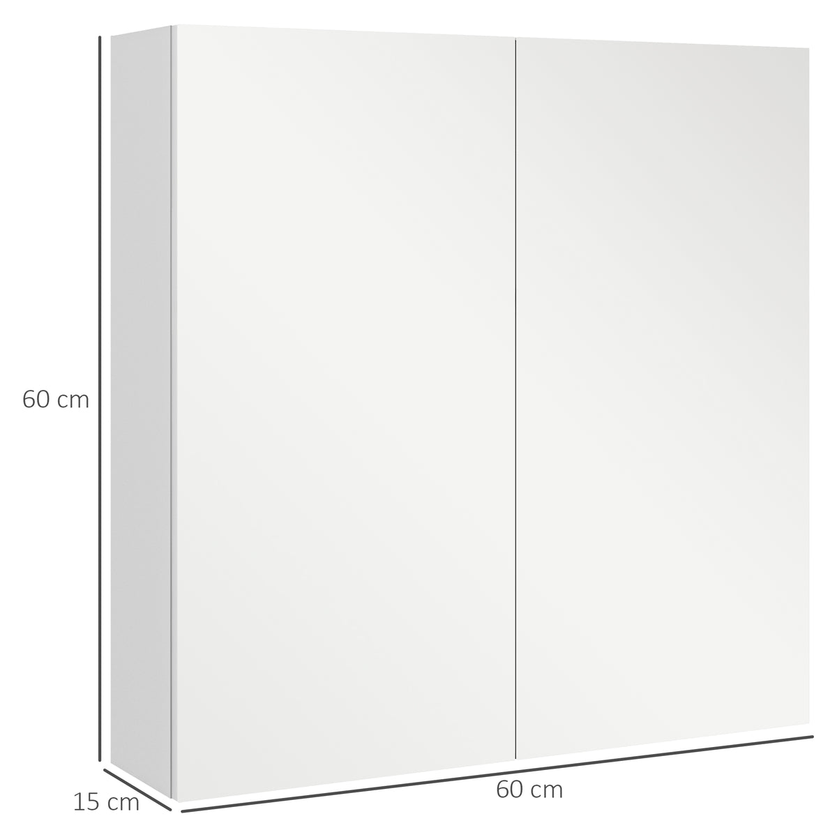 Armoire murale de salle de bain miroir placard de rangement 2 portes 3 niveaux étagère réglable 60 x 15 x 60 cm blanc
