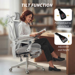 Chaise Bureau Ergonomique avec Appui-Tête Réglable, Fauteuil de Bureau Inclinable en Maille, Dossier Séparé, Gris