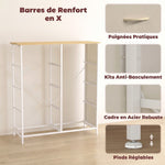 Commode 8 Tiroirs en Tissu, Meuble de Rangement avec 4 Poches, 2 Crochets, Structure en Acier, 80 x 30 x 94,5 cm, Beige