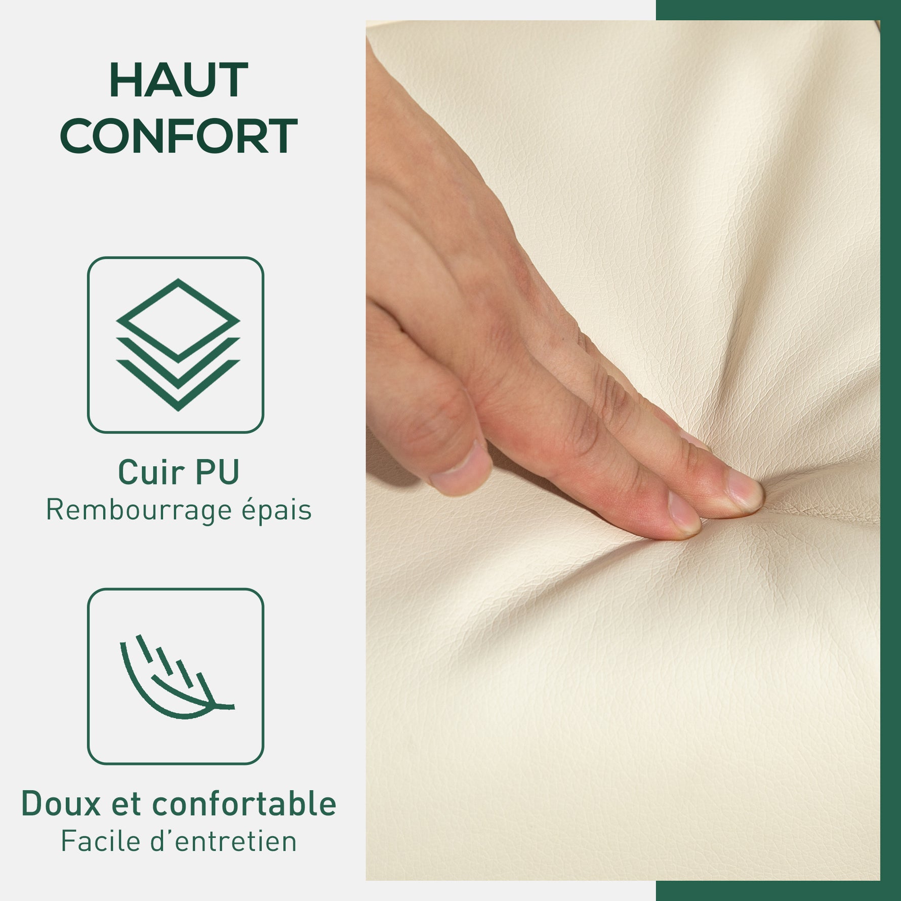 Fauteuil relax avec repose-pied, fauteuil de relaxation, pivotant à 360°, dossier inclinable, 80 x 86 x 99 cm, crème