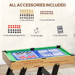 Table multijeux 13 en 1 pliable, table de jeu baby-foot, billard, pour enfants et adultes 120 x 106 x 82 cm noyer clair