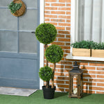 Arbre artificiel buis avec 3 boules feuilles de bambou pot inclus intérieur et extérieur hauteur 110 cm vert