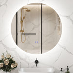 Miroir rond lumineux LED de salle de bain Ø 60 cm mural avec éclairage interrupteur tactile système antibuée  29 W gris