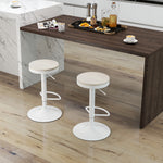 Lot de 2 tabourets de bar, chaises de bar pivotantes avec assise en hévéa, hauteur réglable et repose-pieds, blanc