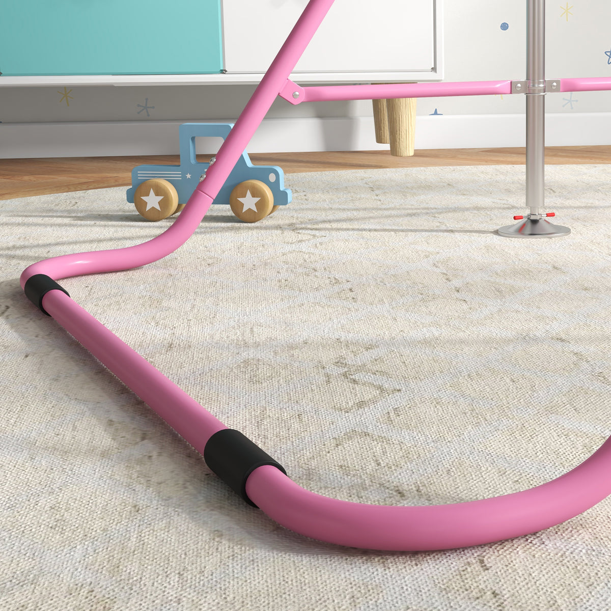 Barre fixe de gymnastique pour enfants pliante hauteur réglable de 88 à 128 cm rose