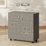 Armario de oficina de 2 niveles, mueble de almacenamiento de oficina con 2 puertas, cerraduras y llaves, 80x40x80cm, gris