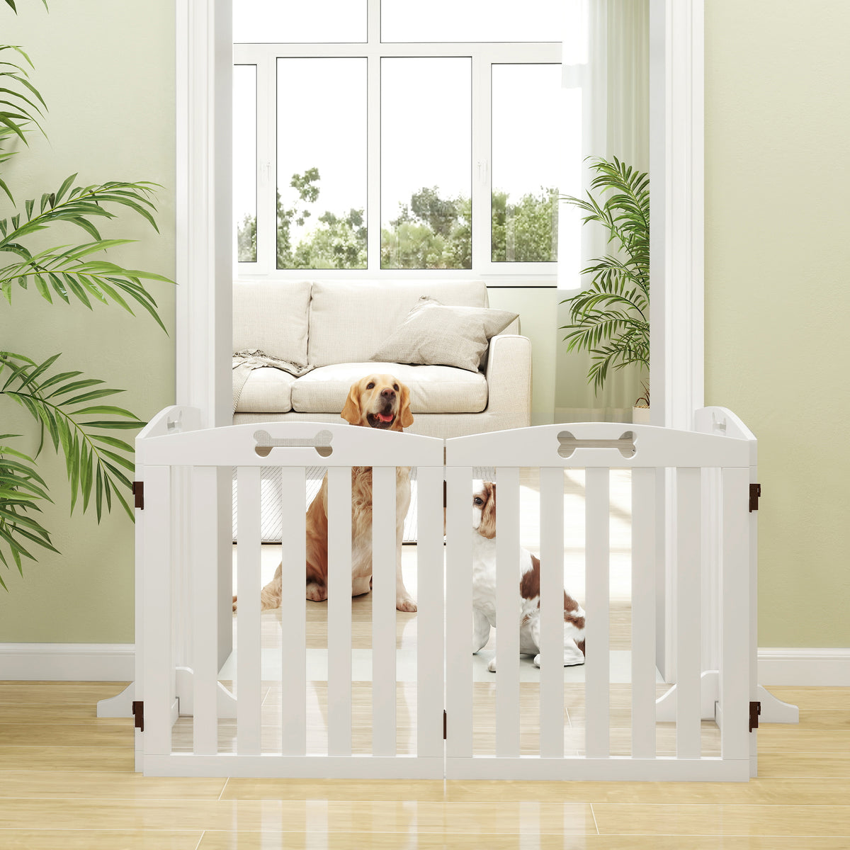 Barrière de sécurité chien barrière pliable pour chien pieds de support pointes antidérapantes 207,5 x 30 x 61 cm blanc