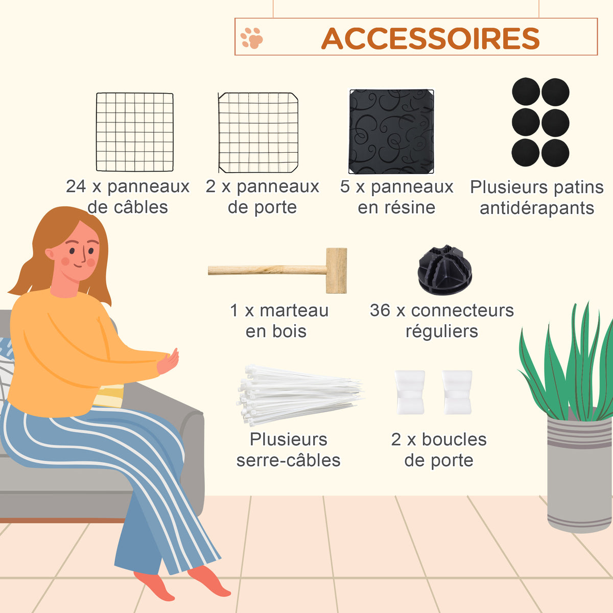 Enclos pour petits animaux parc pour chiot clôture pour animaux domestiques modulable DIY105 x 105 x 70 cm noir