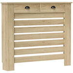 Heizkörperverkleidung mit horizontalen Lamellen und 2 Schubladen aus Holz 111L x 19T x 95,5H cm Eiche