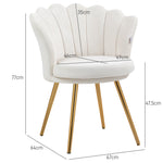 Fauteuil coquillage chaise coiffeuse fauteuil en velours fauteuil de salon avec pieds en métal doré crème