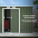 Abri de Jardin 3,6 m² Remise à Outils avec kit de fondation en Acier galvanisé avec Portes coulissantes Vert clair