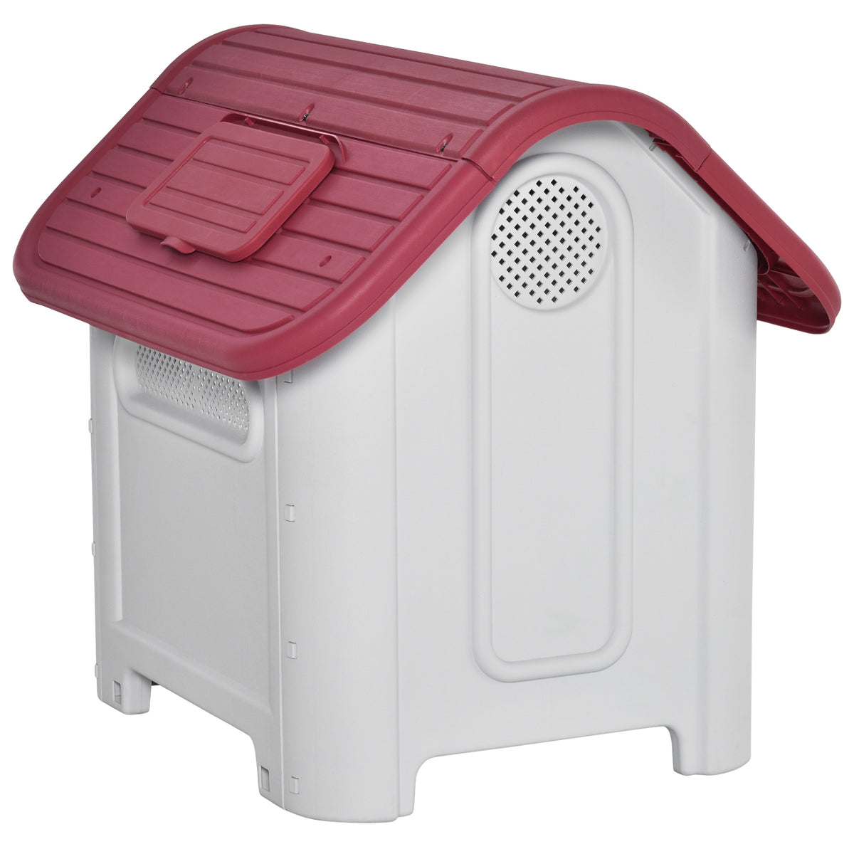 Niche pour chien extérieur et intérieur double porte en métal et multi-ventilation 59 x 75 x 66 cm rouge