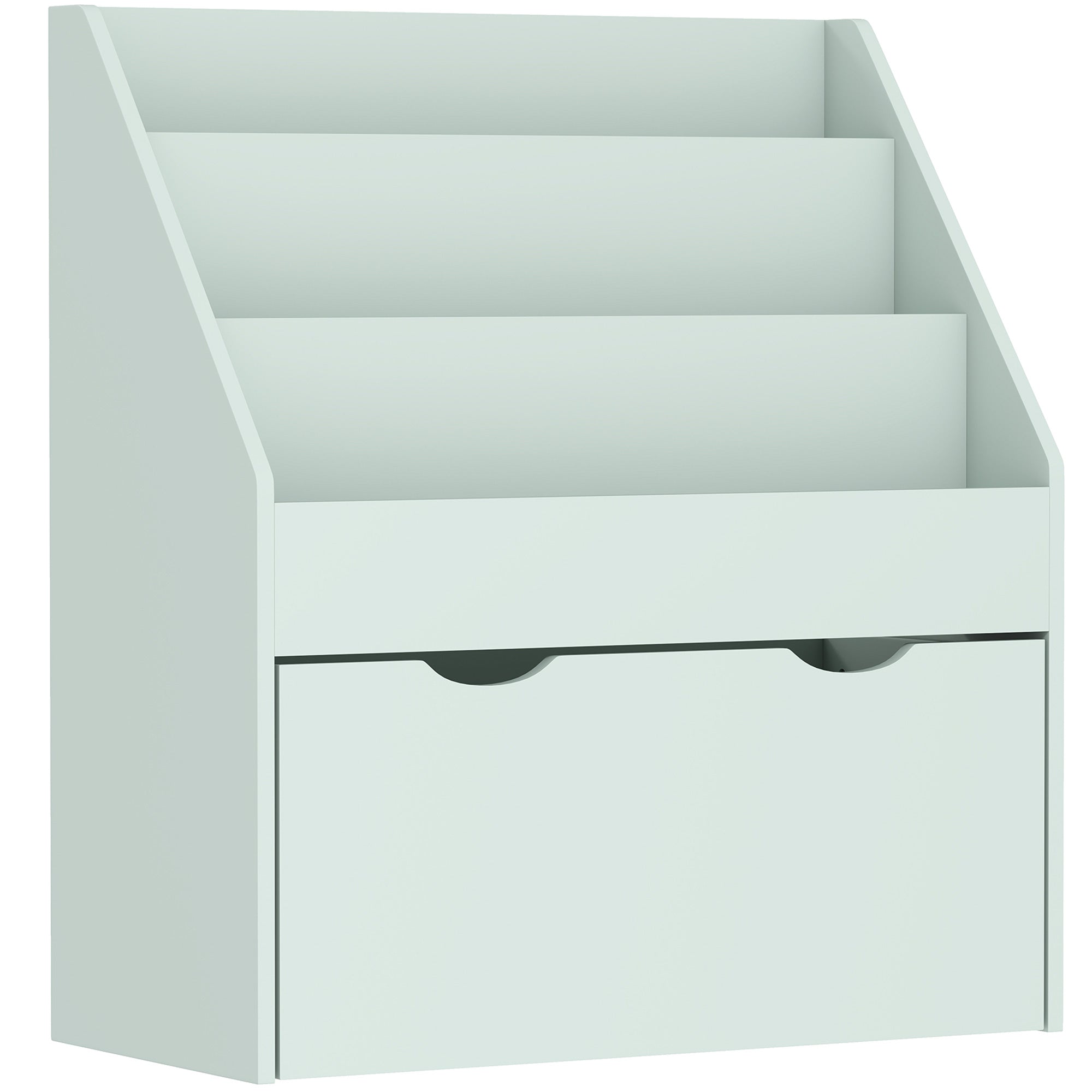 Bibliothèque pour enfants Multi-Rangement avec 3 niveaux d'étagères et un tiroir, 62,5L x 30l x 70H cm, vert