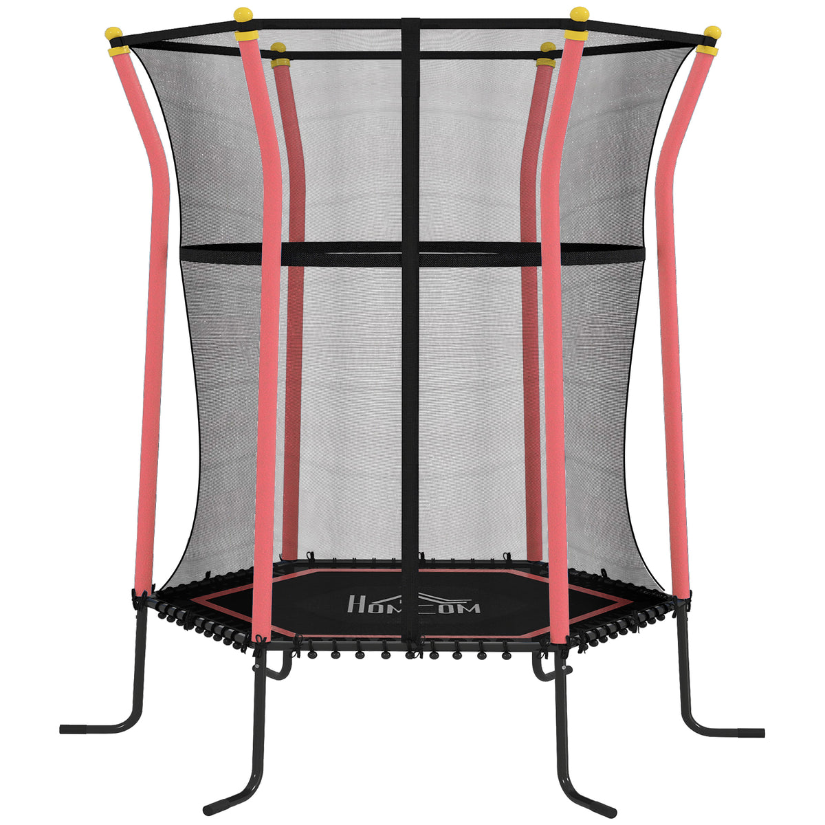 Trampoline pour enfant 1,22 x 1,11 x 1,9 m filet de sécurité porte zippée 6 poteaux rembourrés inclus rouge noir