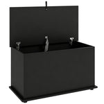 Coffre de Rangement, Banc de Rangement avec Couvercle Rabattable et Charnières de Sécurité, 80 x 40 x 45 cm, Noir
