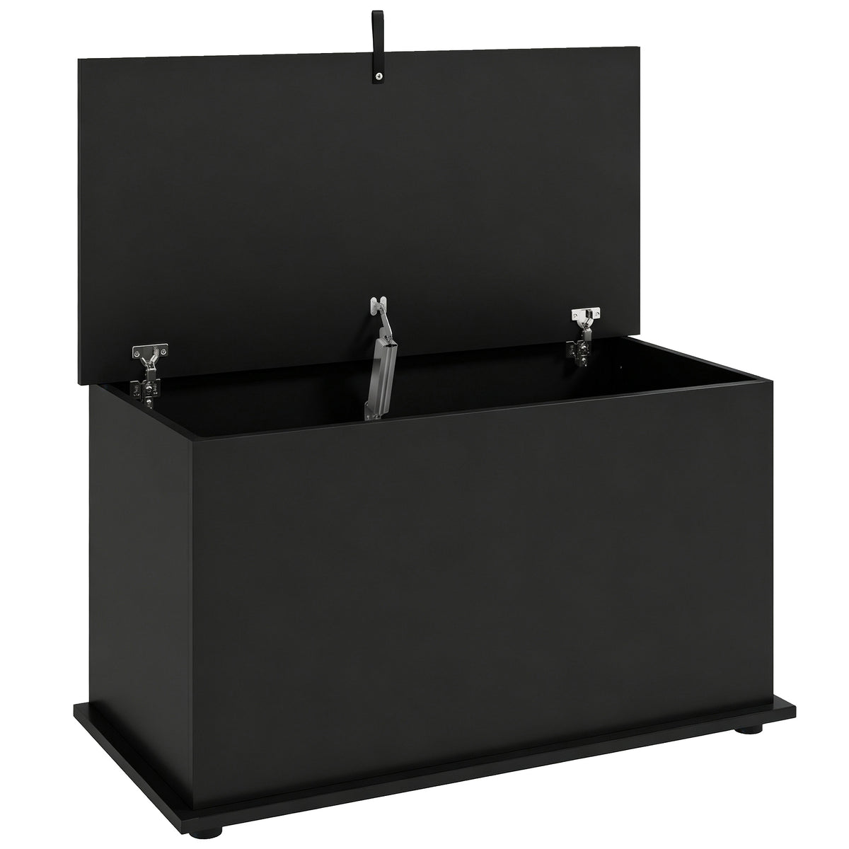 Coffre de Rangement, Banc de Rangement avec Couvercle Rabattable et Charnières de Sécurité, 80 x 40 x 45 cm, Noir