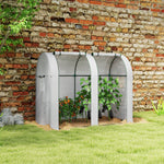 Serre de jardin 1,8 m² serre à tomates 2 portes zippées déroulantes 4 fenêtres enroulables acier PE 135 g/m² blanc