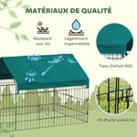 Parc enclos cage lapin extérieur structure acier avec protection solaire et portes verrouillables 185 x 75 x 75 cm vert
