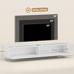 Meuble TV suspendu 140cm, meuble télé pour téléviseur 72 pouces, 2 portes rabattables, 140x25x22cm, blanc