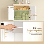 Meuble WC Rangement Dessus de Toilette, Meuble de Toilettes avec 2 Portes, Tiroir et Étagère Réglable, Blanc