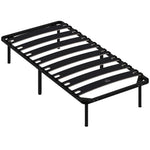 Struttura letto 90 x 190 cm, letto singolo con rete a doghe in legno massello e testiera, con vano contenitore sottostante, nero