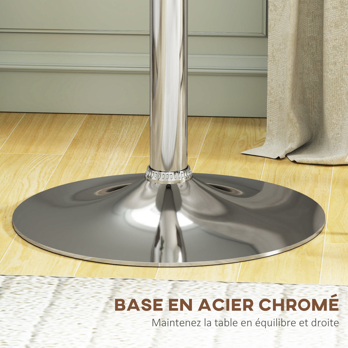 Table de Bar Table Bistro Mange-debout Hauteur réglable 67-93 cm Ø 63 cm Plateau pivotant 360° métal blanc