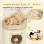 Tonneau à gratter, tour à griffer en sisal et bord en peluche, 3 niveaux avec plate-forme, stable, Ø 38 x 96 cm crème